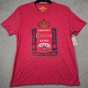 Lucky Brand CORONA Beer Shirt Mens Extra Large XL RED CERVEZA Distressed NWT
